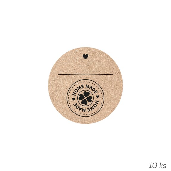 Samolepky korek HOME MADE kulaté prázdné 10 ks
