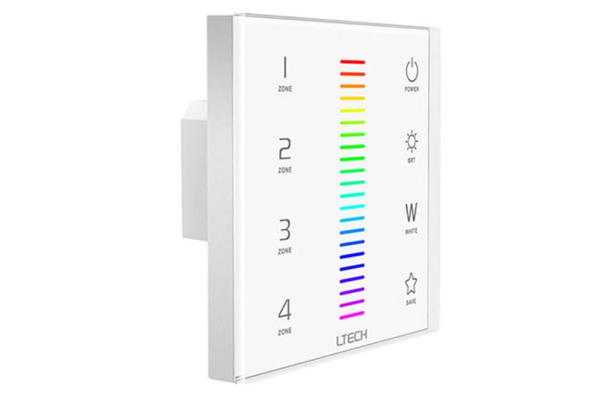 Dotykový čtyřzónový ovladač RGBW na stěnu RF+DMX512