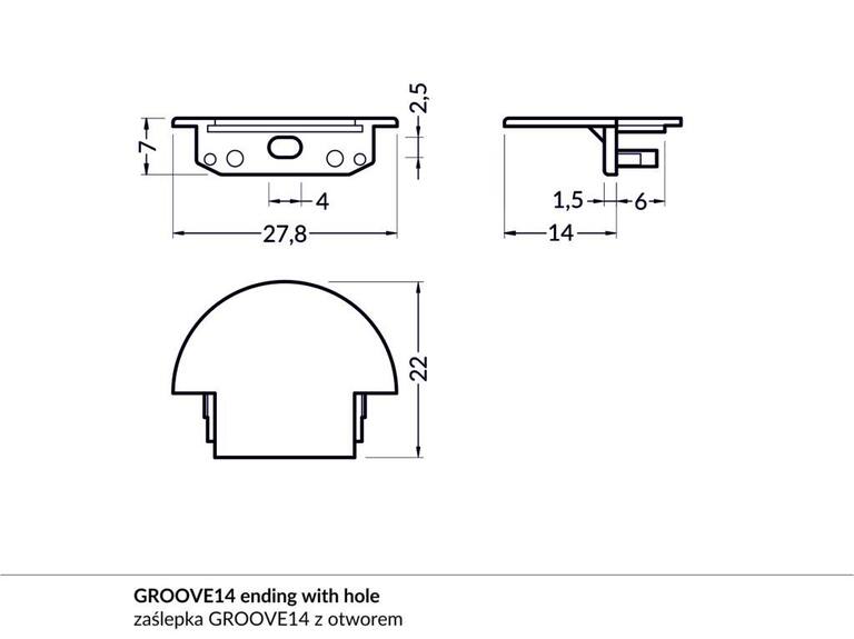 Koncovka WIRELI GROOVE14 černá půlkulatá, pár