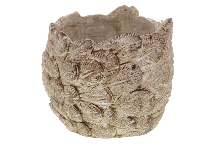 Obal na květiny JUK1005, betonový s dekorem peříček