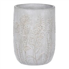 Obal betonový s dekorem lučního kvítí, zlatá barva.