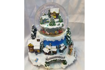 Dekorace SN7701 polyresinová vánoční, na baterie, svítí, točí se a hraje