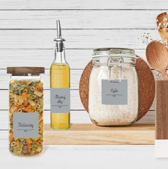 Samolepky na dózy GREY čtverec 48 šedá CZ