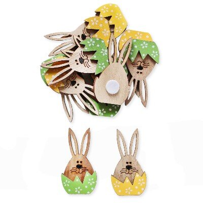 Zajíc přízdoba dřevo 12ks/6cm mix