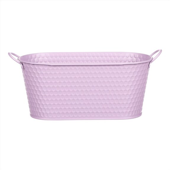 Obal kovový - truhlík,  ve světle fialové barvě.