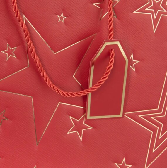 Taška papír dárková hvězda 31x12x26 cm červená