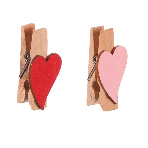 Srdce na klipu KLS2077 - dřevěné, mix 2 druhů, cena za balení