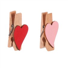 Srdce na klipu KLS2077 - dřevěné, mix 2 druhů, cena za balení