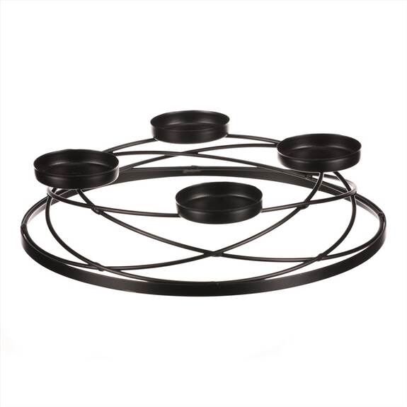 Svícen kovový - adventní, barva černá.