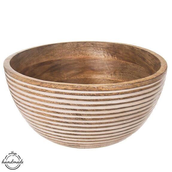 Mísa dřevo MANGO bílý dekor pr. 24 cm