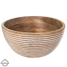 Mísa dřevo MANGO bílý dekor pr. 24 cm