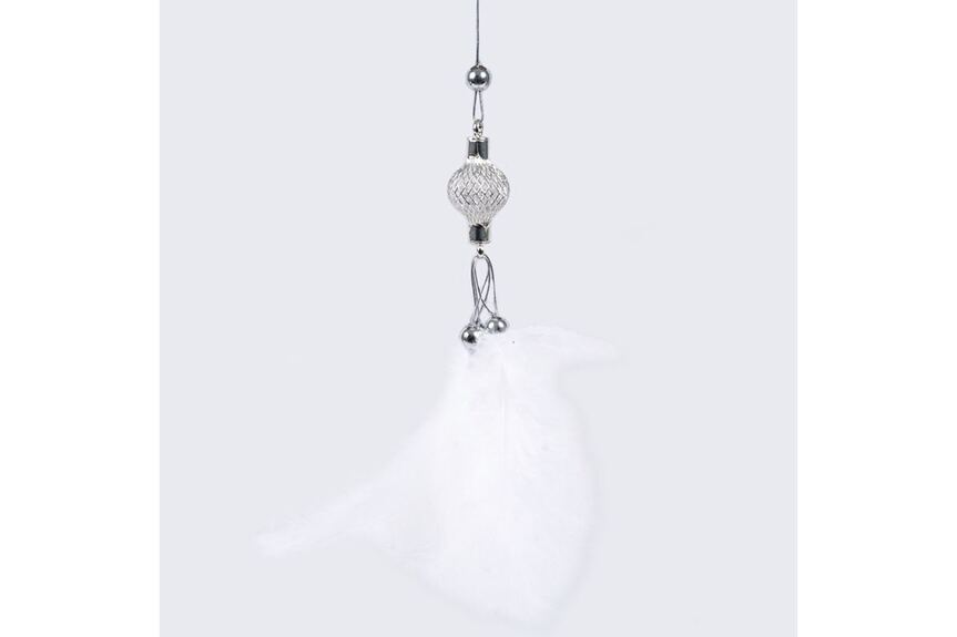 AK6118-WH Dekorace z peří závěsná - barva bílá, baleno 6 ks cena za 6 balení