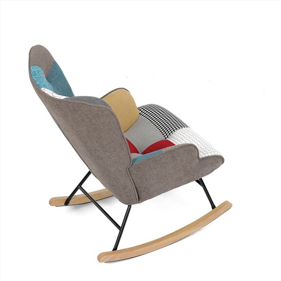 Křeslo houpací AK-374 PW2 potah patchwork látka