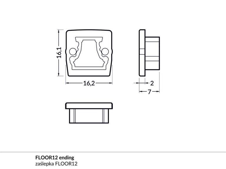 Koncovka WIRELI FLOOR12 stříbrná, pár