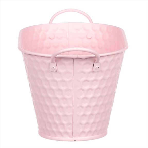 Obal kovový - truhlík, v růžové barvě.