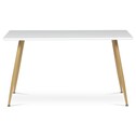 Stůl jídelní 140x80, MDF, bílá matná deska, kovové nohy v barvě dubu.