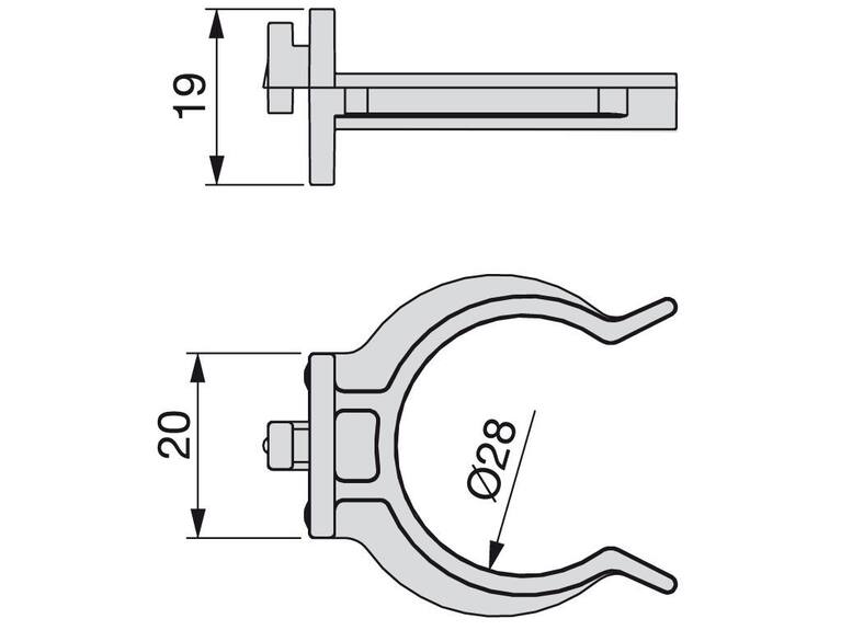 Klip nohy na plastový sokl, černý plast