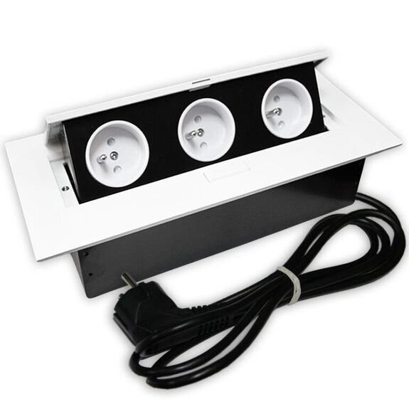 Zapojená stolová vyklápěcí zásuvka 3 x DeskSocket Flexi bílá