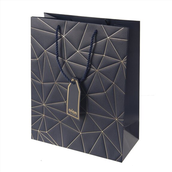 Taška papír dárková mřížka 26x12x32 cm modrá