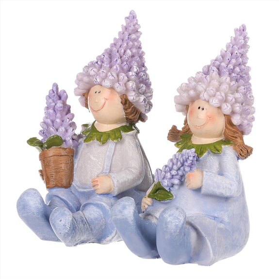 Panáčci levandulový, sedící, mix 2 druhů, polyresin.