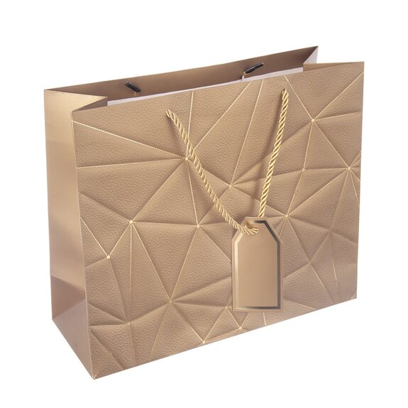 Taška papír dárková mřížka 31x12x26 cm zlatá