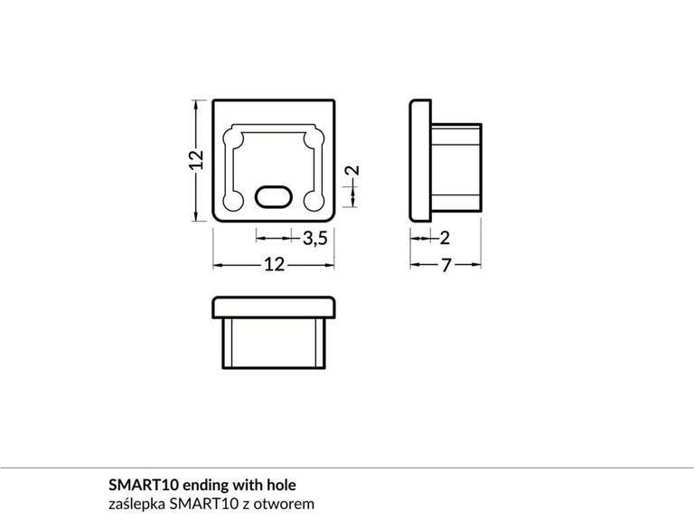 Koncovka WIRELI SMART10 stříbrná s otvorem, pár