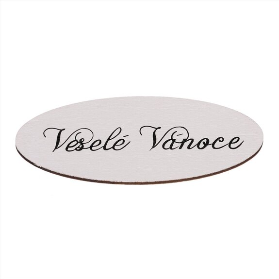 Cedulka "Veselé Vánoce", barva bílá. V sáčku 12 ks.