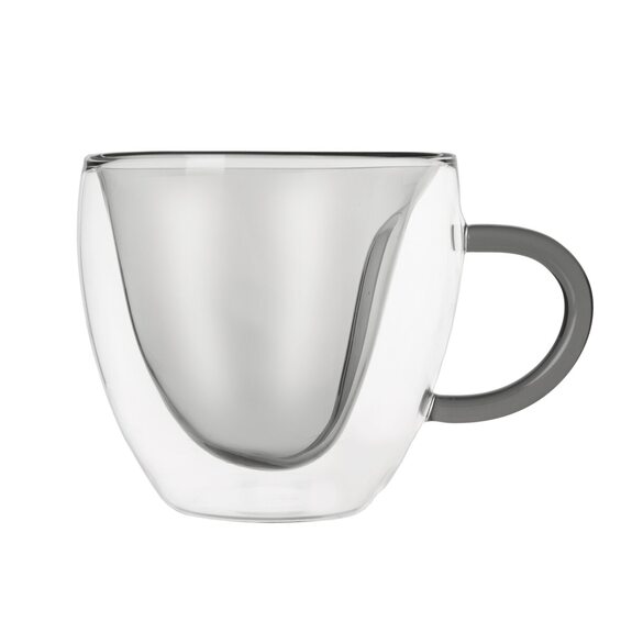 Hrnek dvoustěnné borosil. sklo 2 ks srdce DOUBLE 0,33 l, šedá