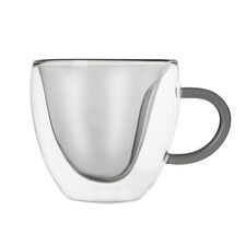 Hrnek dvoustěnné borosil. sklo 2 ks srdce DOUBLE 0,33 l, šedá