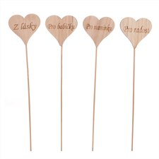 Srdce na zápichu, dřevěné v přírodní barvě. 6ks v sáčku.