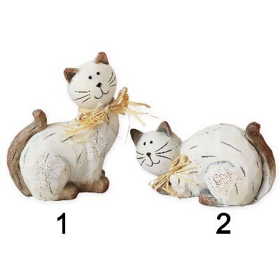 Kočka keramika 18cm natural