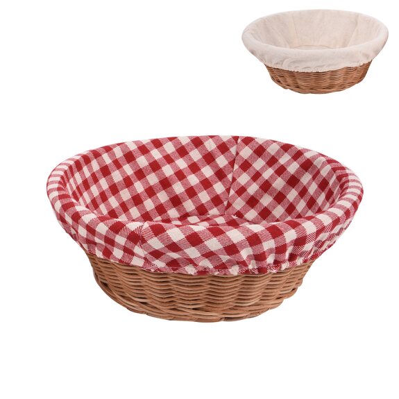 Ošatka ratan kulatá+textil pr. 22 cm mix