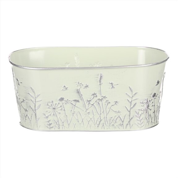 Obal na květiny kovový OK6352-GRN -truhlík - barva zelená.