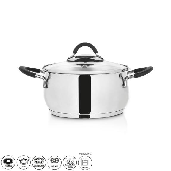 Kastrol nerez DALIE 1,8 l poklice sklo