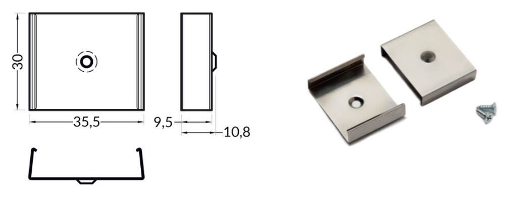 Montážní úchyt U9 oválný otvor, nerez ocel, pár