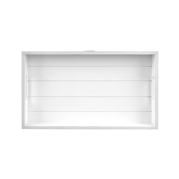 Tác lisované dřevo servírovací 34x20 cm bílá