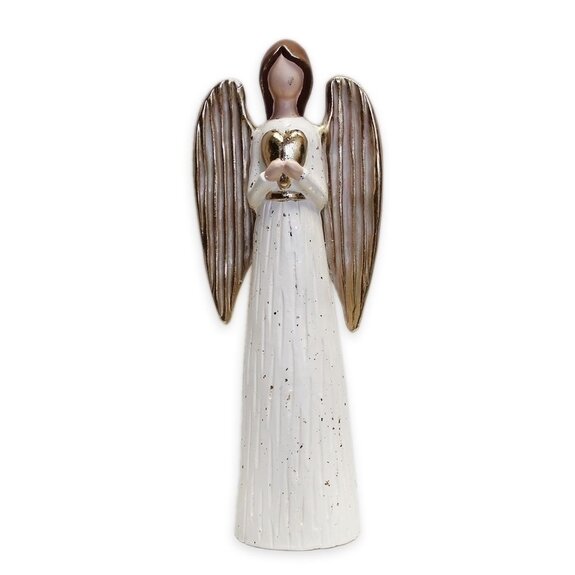 Anděl keramika V37,5cm krém/zlatá