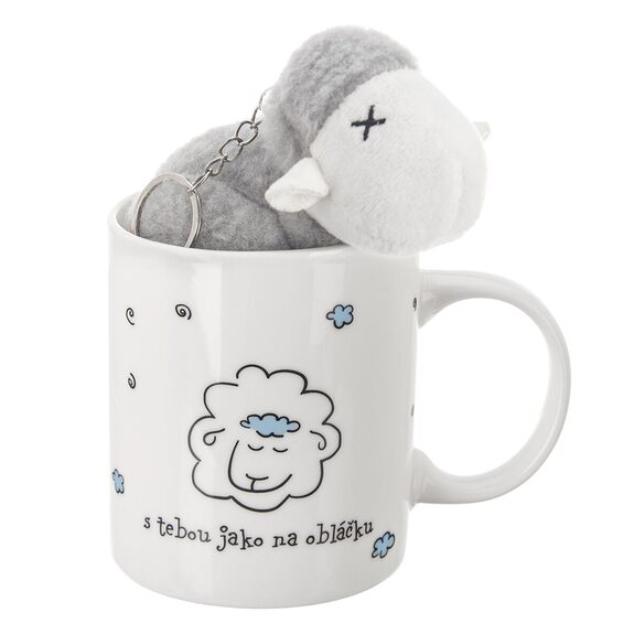 Hrnek porc.+hračka ovečka 0,39 l