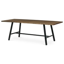Stůl jídelní, 220x90cm, dýha, barva ořech, kovová černá noha