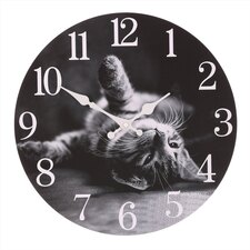 Hodiny nástěnné - hravé kotě, MDF, 34 cm
