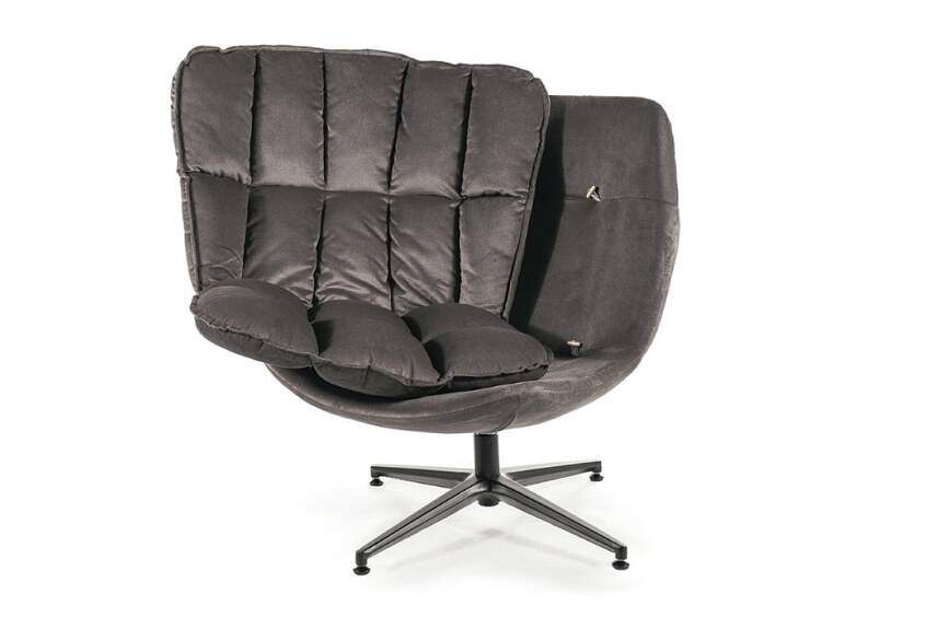 VANESA VELVET otočné křeslo, šedá/černá