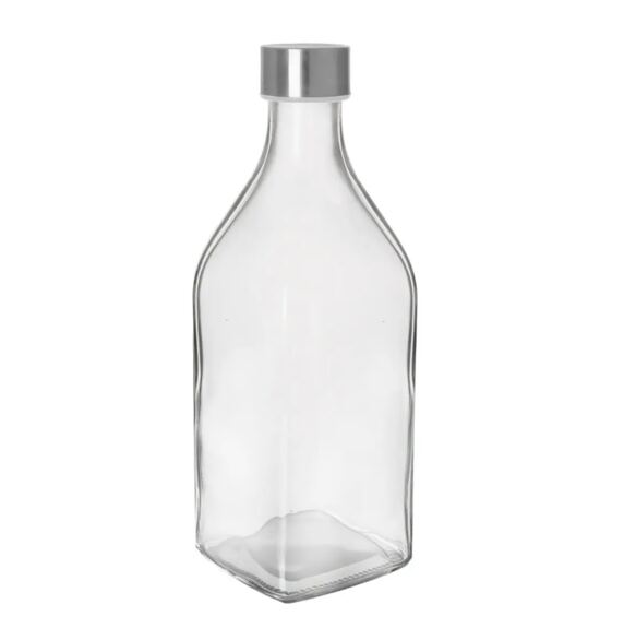 Láhev sklo/kov víčko 1,1 l hranatá