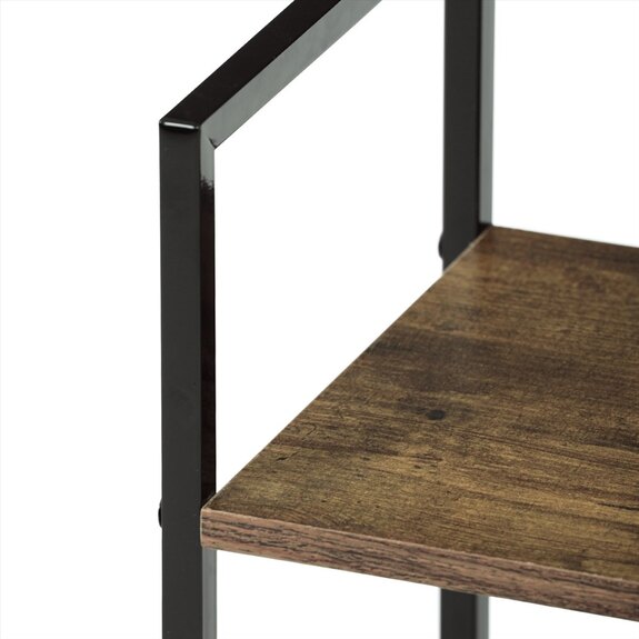 Regál, 3 police, dekor staré dřevo, MDF, černý lak