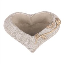 Obal pietní na květiny - betonový, šedé srdce se zlatou růží, vel. "S".