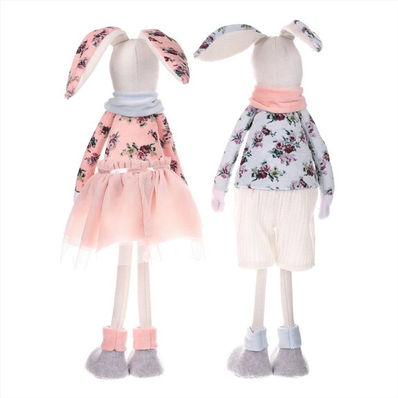 Zajíc a zaječice stojící, látková dekorace. Mix 2 druhů ZM9002