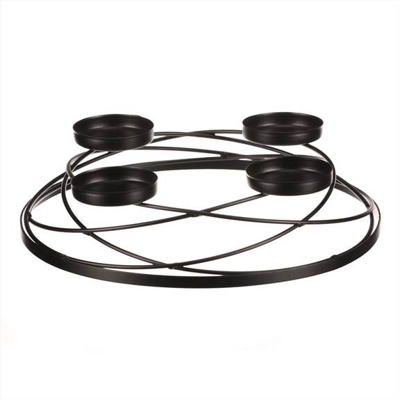 Svícen kovový - adventní, barva černá.