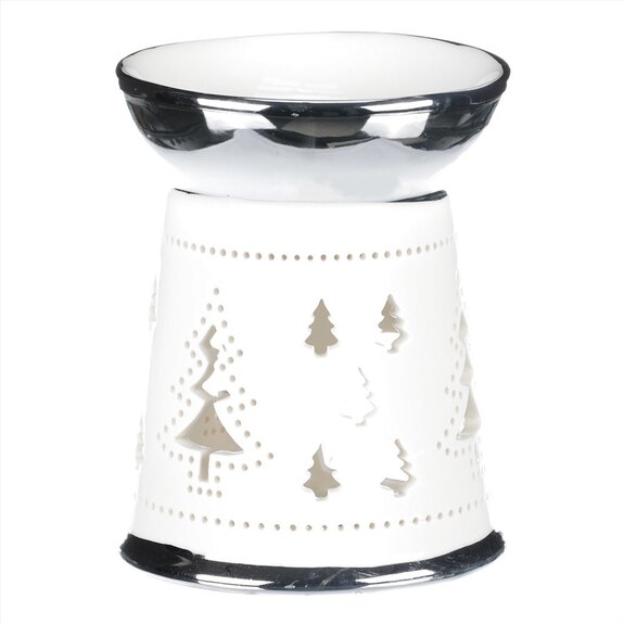 Aroma lampa, porcelánová. Stříbrno-bílá barva.