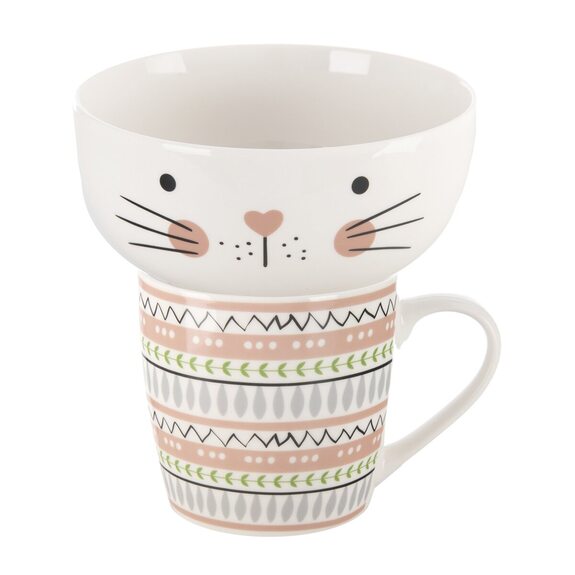 Hrnek+miska porc. kočka 0,35 l set