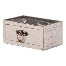 Šuplík dřevěný - obal na květiny, bílý