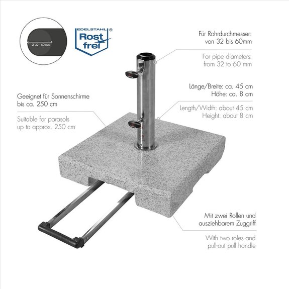 Žulový stojan TROLLEY 40 kg